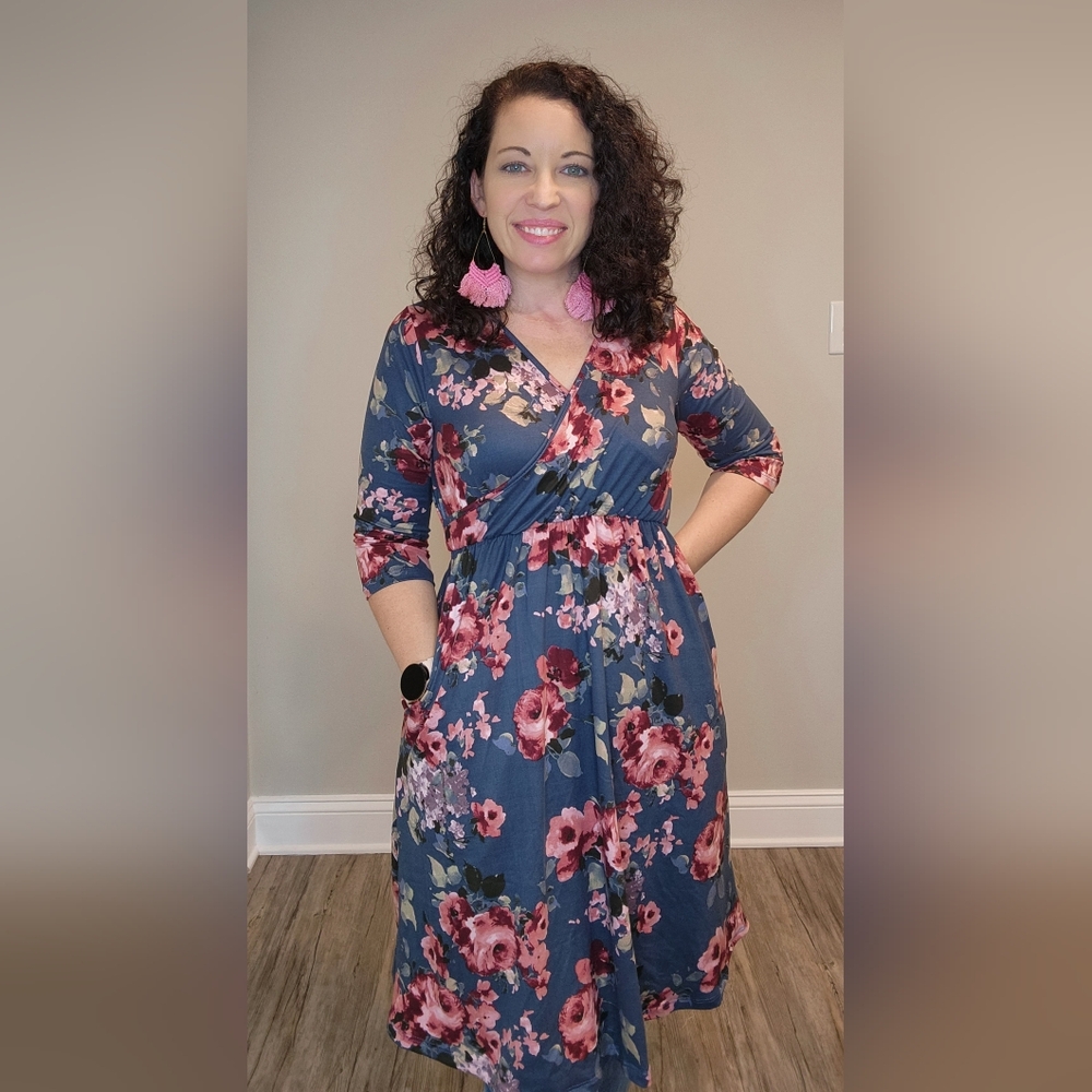 Floral Wrap Dress with Pockets